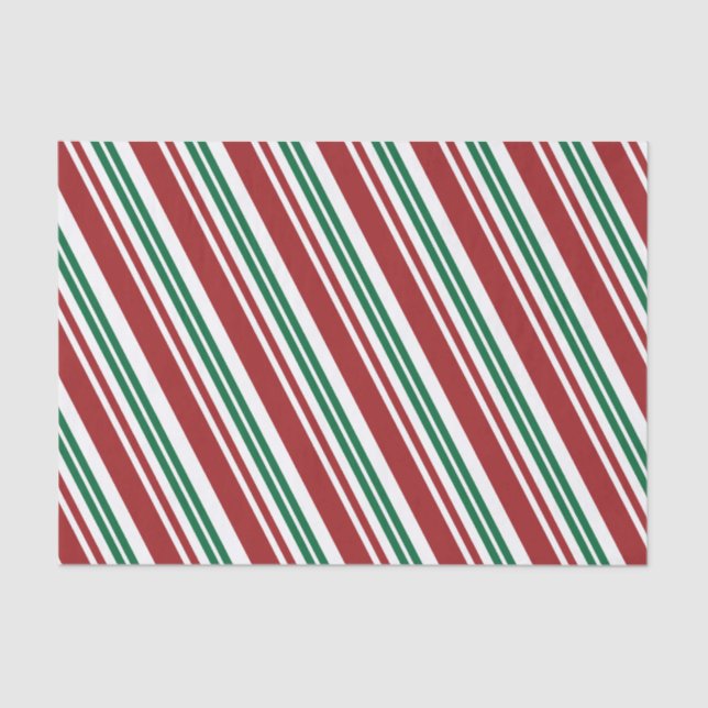 Papel De Seda Stripe de menta Vermelha e Verde (Frente )