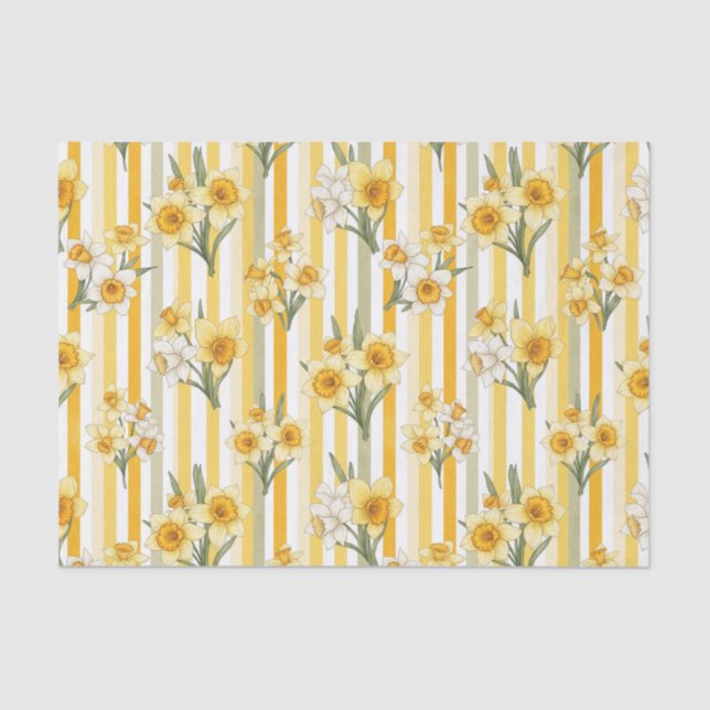 Papel De Seda Striped Daffodil Floral Pattern (1) (Frente )