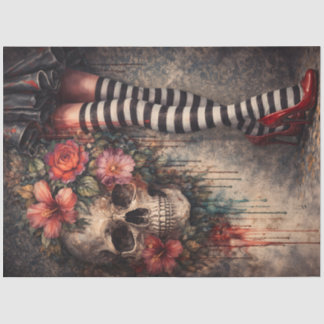 Papel De Seda Striped Stockings Ruby Red Heels Skull Poster