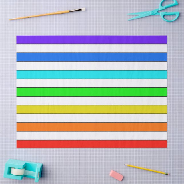 Papel De Seda Stripes Arco-íris (Arte )