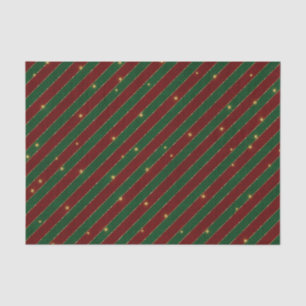 PAPEL DE SEDA STRIPES DE DIAGONAL VERMELHO E VERDE DO NATAL