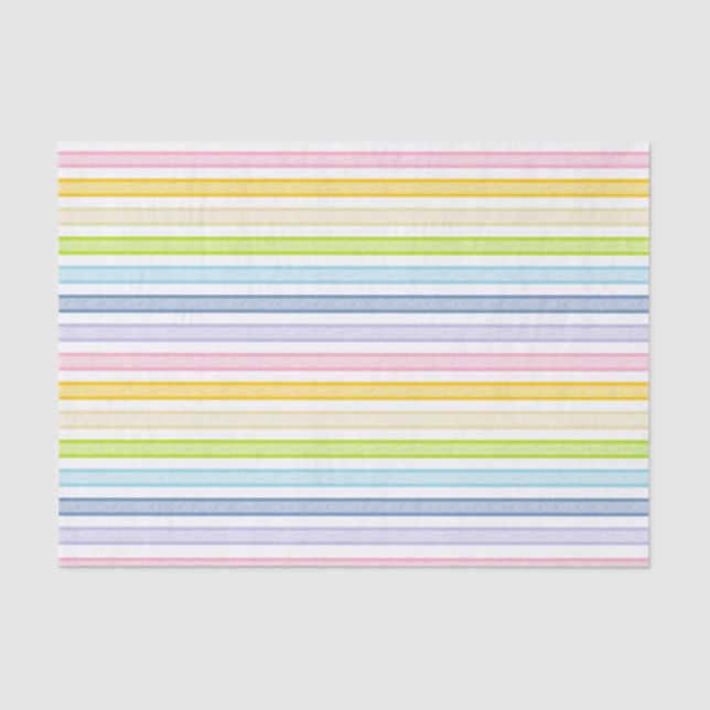 Papel De Seda Stripes Descritas Pastel Arco-íris (Frente )