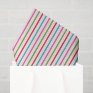 Papel De Seda Stripes Pattern in Pink, Red, Green and Turquoise