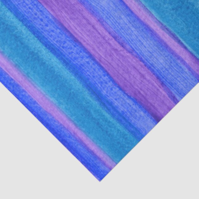 Papel De Seda Stripes Pintadas: Violeta, Azul, Turquesa (Detalhes)