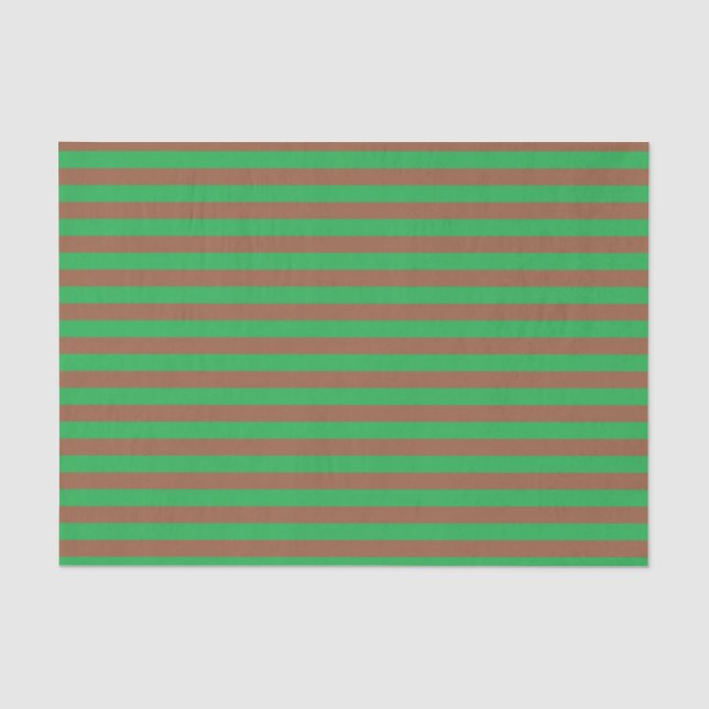 Papel De Seda Stripes Verde e Marrom (Frente )