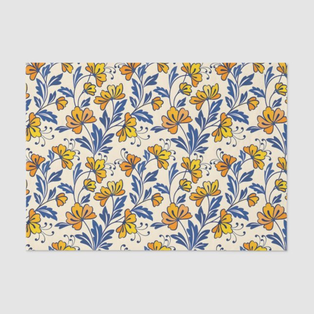 Papel De Seda Stunning Seamless Pattern of Flowers and Leaves (Frente )