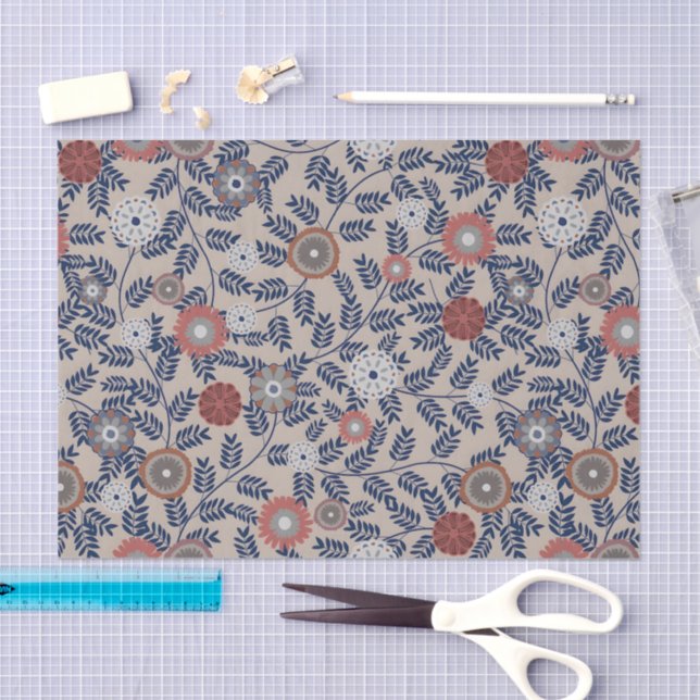 Papel De Seda Stunning Teal and Magenta Foliage Pattern  (Arte )