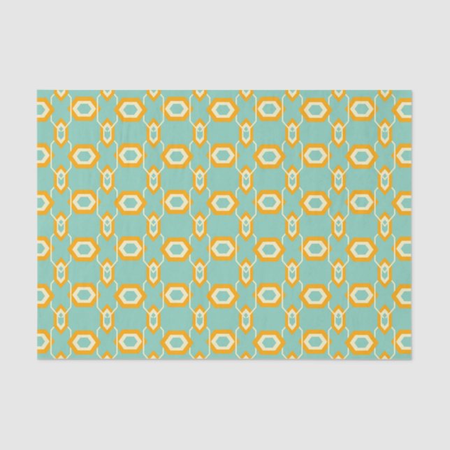 Papel De Seda Stylized geometric pattern in bold orange hexagon (Frente )