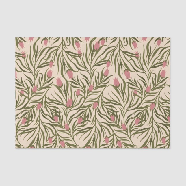 Papel De Seda Stylized pink bell-shaped floral pattern (Frente )