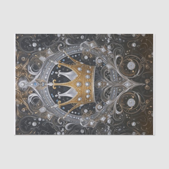 Papel De Seda Sua Alteza, Rainha Fabuloso Ouro e Prata (Frente )