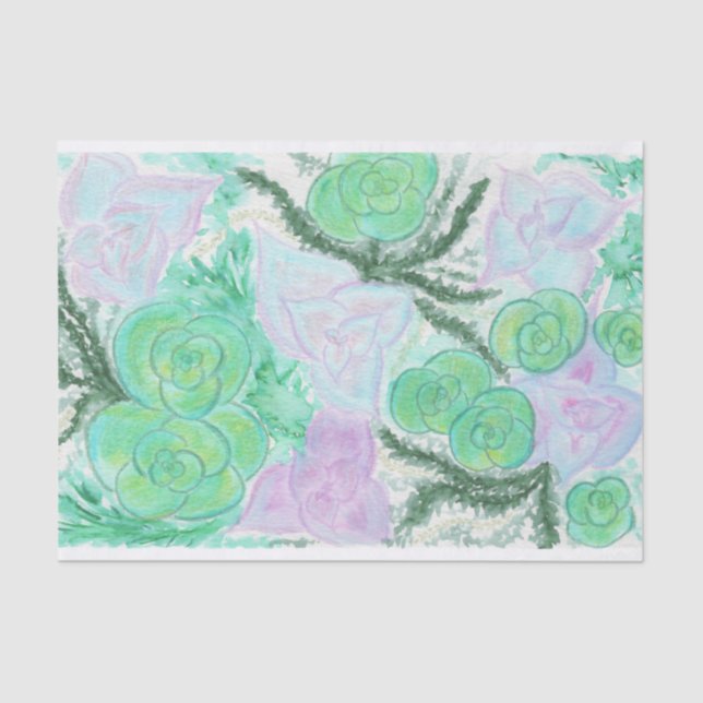 Papel De Seda Succulents da aguarela (Frente )