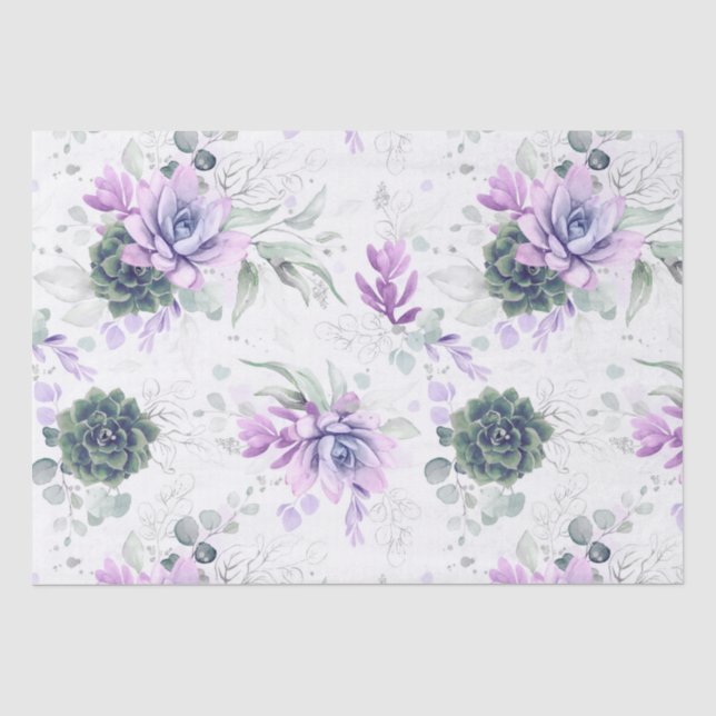 Papel De Seda Succulents e Silver Eucalyptus deixam verde (Frente )