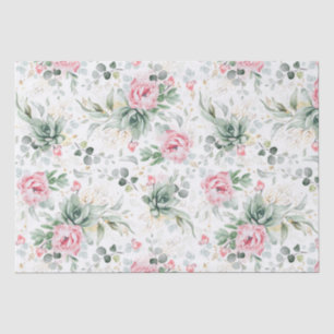 Papel De Seda Suculentas Verdura e Flores Rosa Botânico