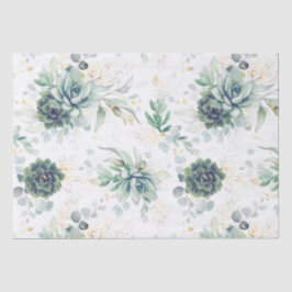 Papel De Seda Suculentes e Dourado Eucalyptus deixam verde