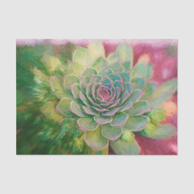 Papel De Seda Suculento Decoupage Rustico Verde Rosa Aquarela (Frente )