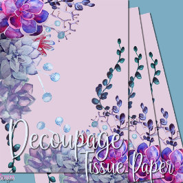 Papel De Seda Sucultivos de aquarela púrpura azuis