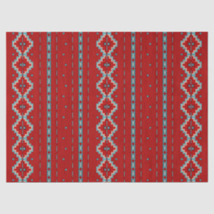 Papel De Seda Sudoeste de Mesas Vermelho e Turquesa