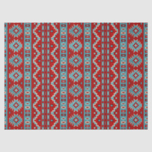Papel De Seda Sudoeste Mesas Turquoise & Red