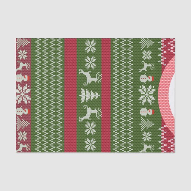 Papel De Seda Suéter Personalizado de Natal de Inverno Vermelho  (Frente )