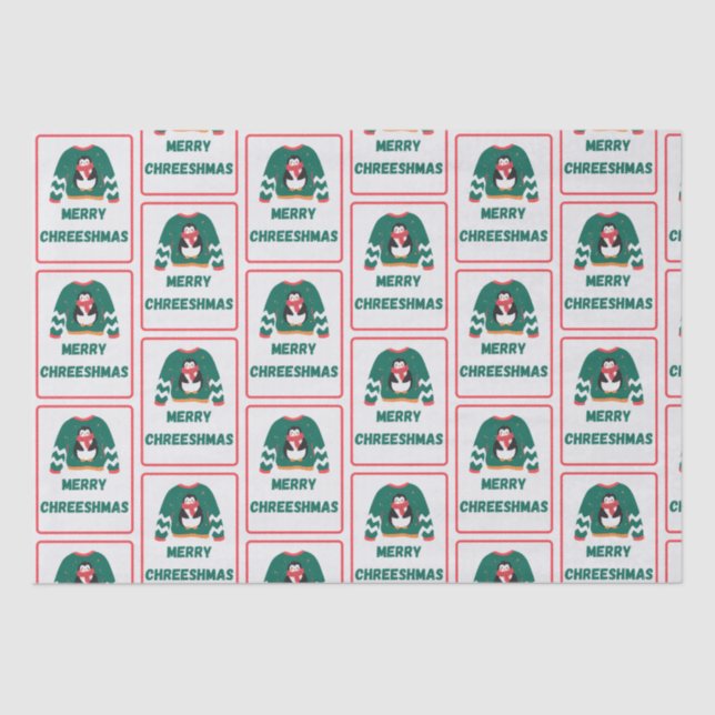 Papel De Seda Suéter Pinguim de Natal feliz (Frente )