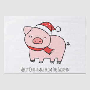 Papel De Seda Suíno Rosa Rosa Bonito Feliz Natal Simples Minimal
