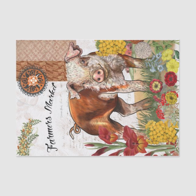 Papel De Seda Suínos no Mercado de Agricultores (Frente )