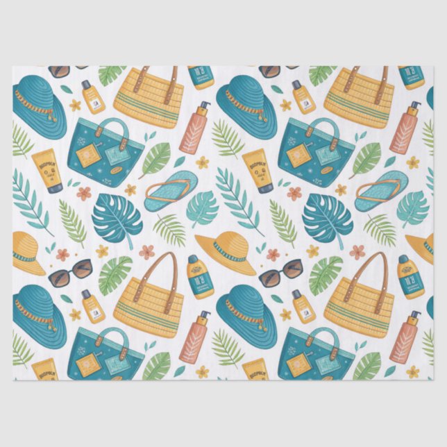 Papel De Seda Summer Beach Essentials Pattern (1) (Frente )