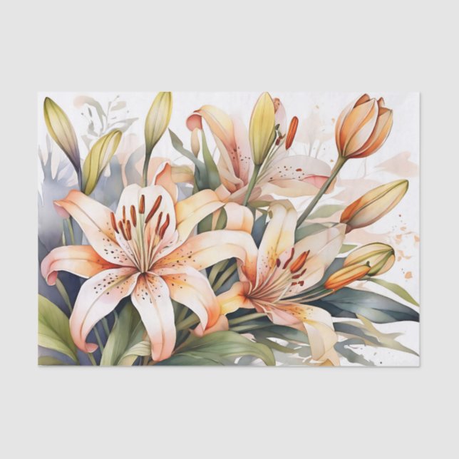 Papel De Seda Summer Botanic Lily Floral (Frente )