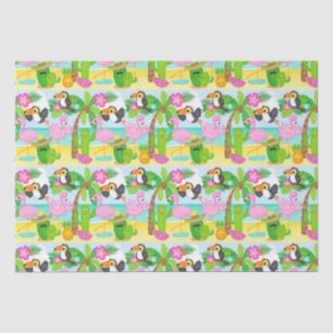 Papel De Seda Summer Tropical Toucan e Flamingo Pattern