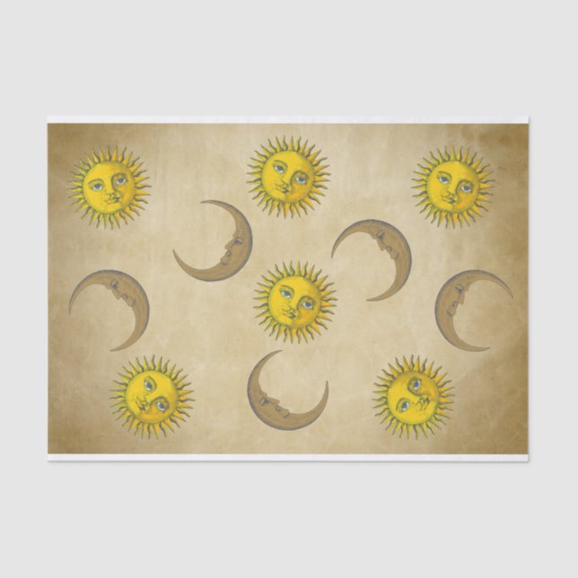 Papel De Seda Sun Moon encara Desenho de mão de arte vinda (Frente )