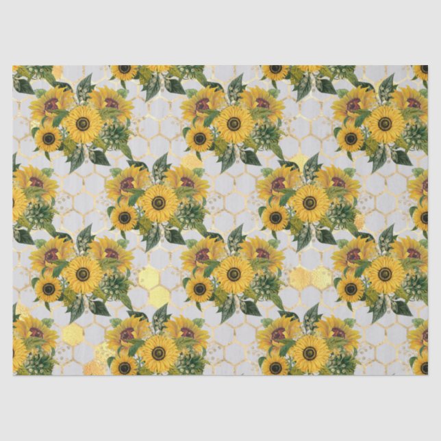 Papel De Seda Sunflower and Bee Series Design quatro (Frente )