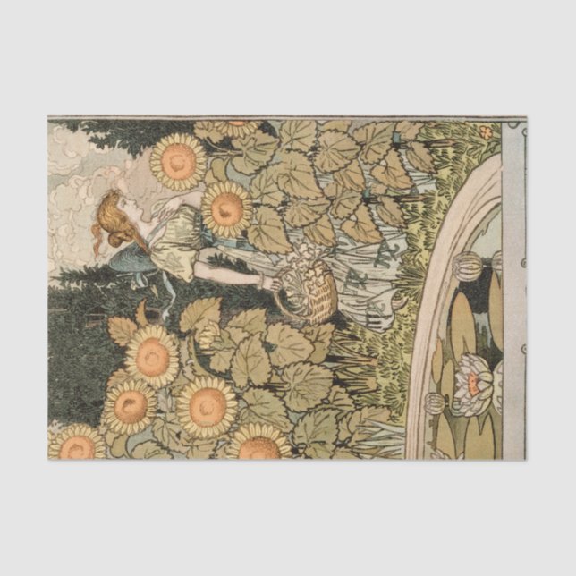 Papel De Seda Sunflower Art Nouveau Garden Grasset Woman (Frente )