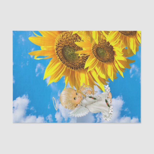 Papel De Seda Sunflower Baby Angel Floral Paper (Frente )