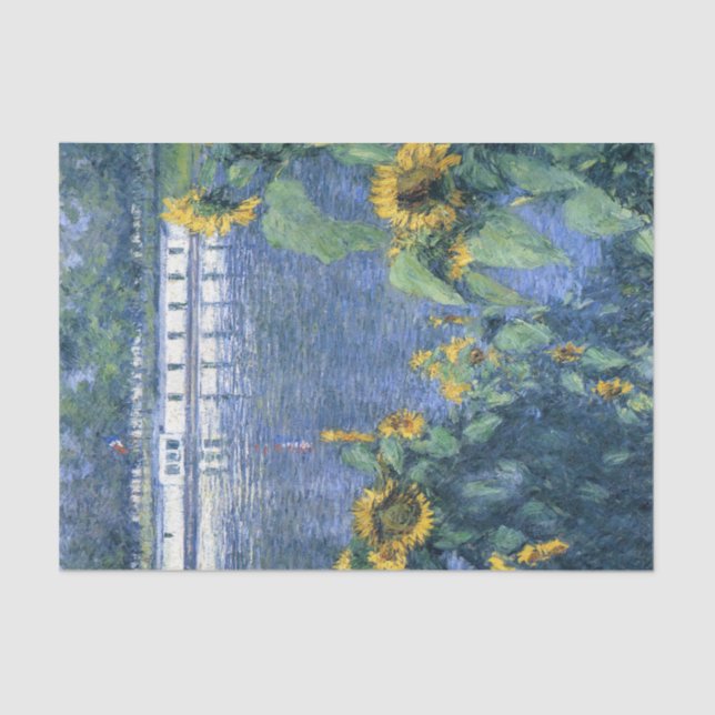Papel De Seda Sunflower Bank of the Seine por Caillebotte (Frente )