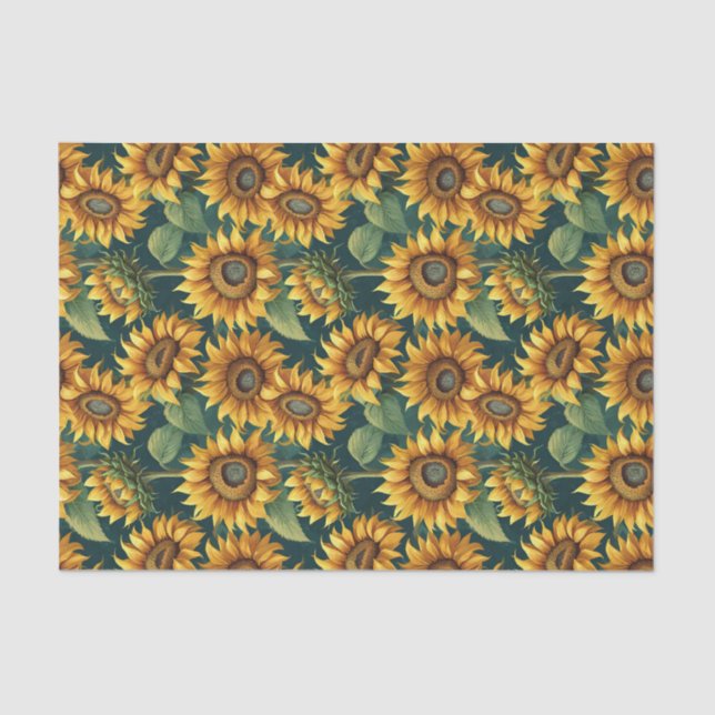 Papel De Seda Sunflower Morning on Deep Green (Frente )