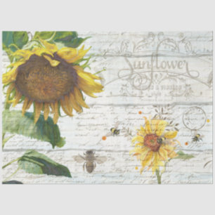 Papel De Seda Sunflower w Bebês Script Ephemera Rustic Decoupage