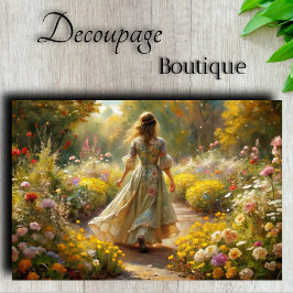 Papel De Seda Sunlit Garden Maiden - Floral Path Decoupage