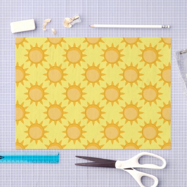Papel De Seda Sunshine Sun Pattern Design On Yellow  (Arte )
