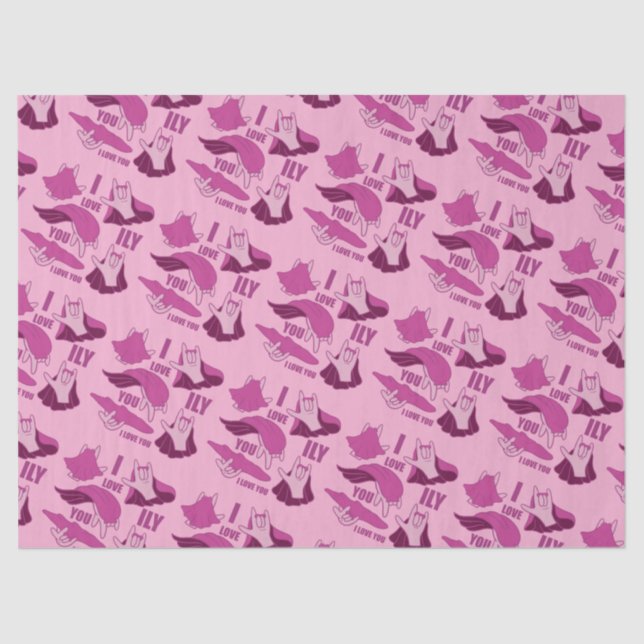 Papel De Seda Super-herói ILY - Design ASL (Frente )