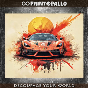 Papel De Seda Supercarro GT3 de tinta espirrada na corrida do pô