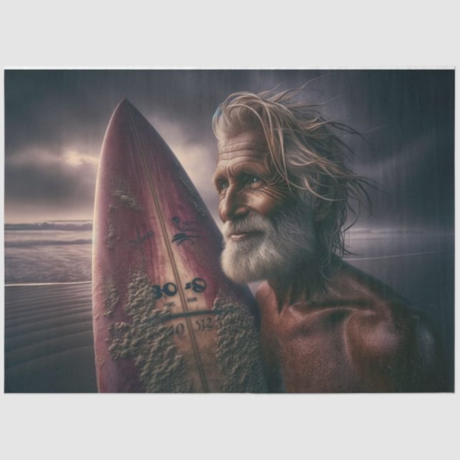 Papel De Seda Surfboard e Surfer Decoupage Paper (Frente )