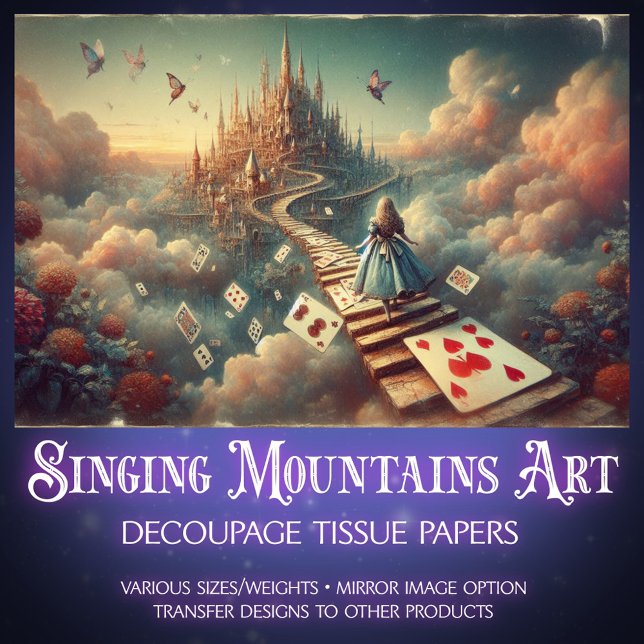 Papel De Seda Surreal Alice's Fantasy Cloud Castle Decoupage (Criador carregado)