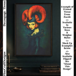 Papel De Seda Surreal Horned Woman, Gothic Aries FK5L Decoupage