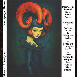 Papel De Seda Surreal Horned Woman, Gothic Aries FK5R Decoupage