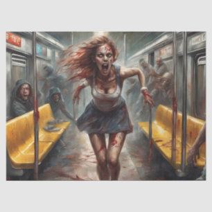 Papel De Seda Surto De Zombie Em Decoupage De Comboio