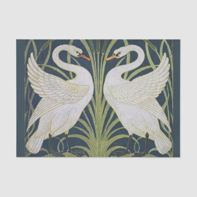 Papel De Seda Swan Art Nouveau Dois Swans (Frente )