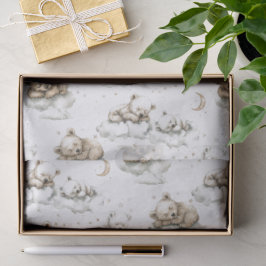 Papel De Seda Sweet baby bears fast asleep on fluffy clouds