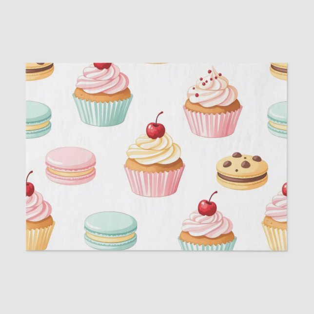 Papel De Seda Sweet Cupcake Macaron Pattern (Frente )