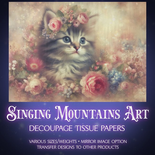 Papel De Seda Sweet Kitten Garden Floral Furniture DIY Decoupage (Criador carregado)