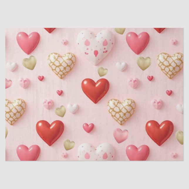 Papel De Seda Sweet Valentine Hearts Blush Pink tissue paper (Frente )